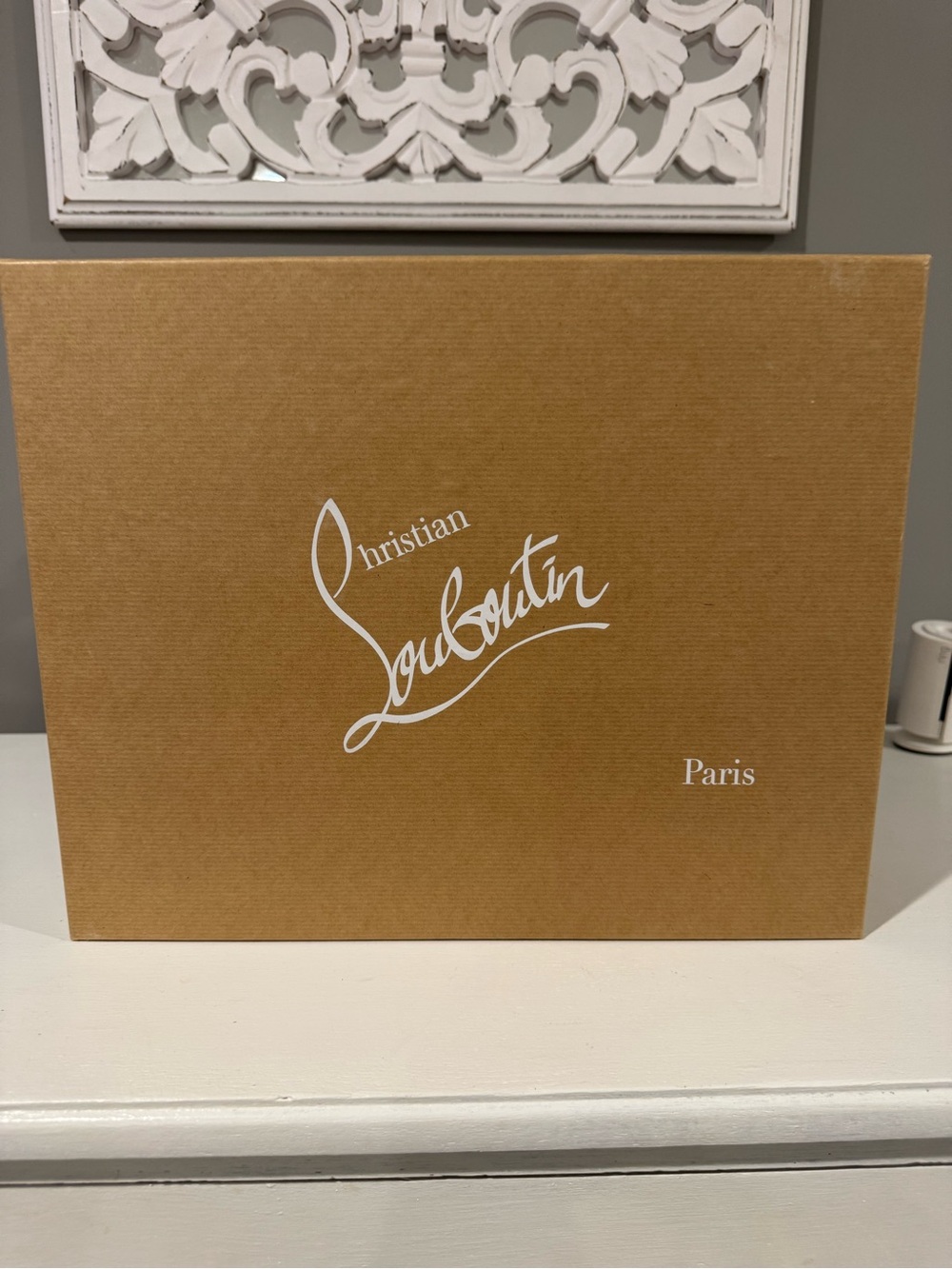 Christian Louboutin Box in Tan and White